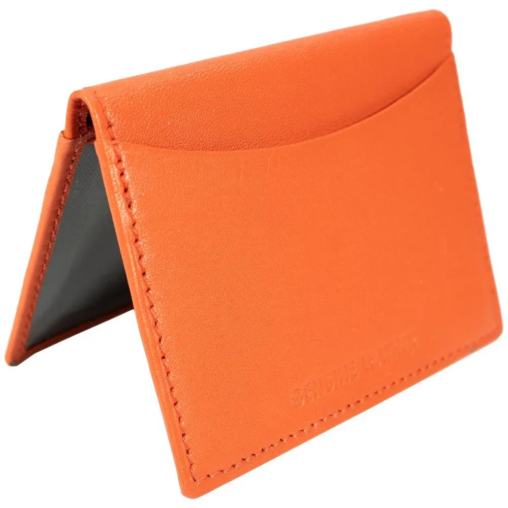 Men Genuine Leather Credit Card Case, ID Window Slim ID Holder